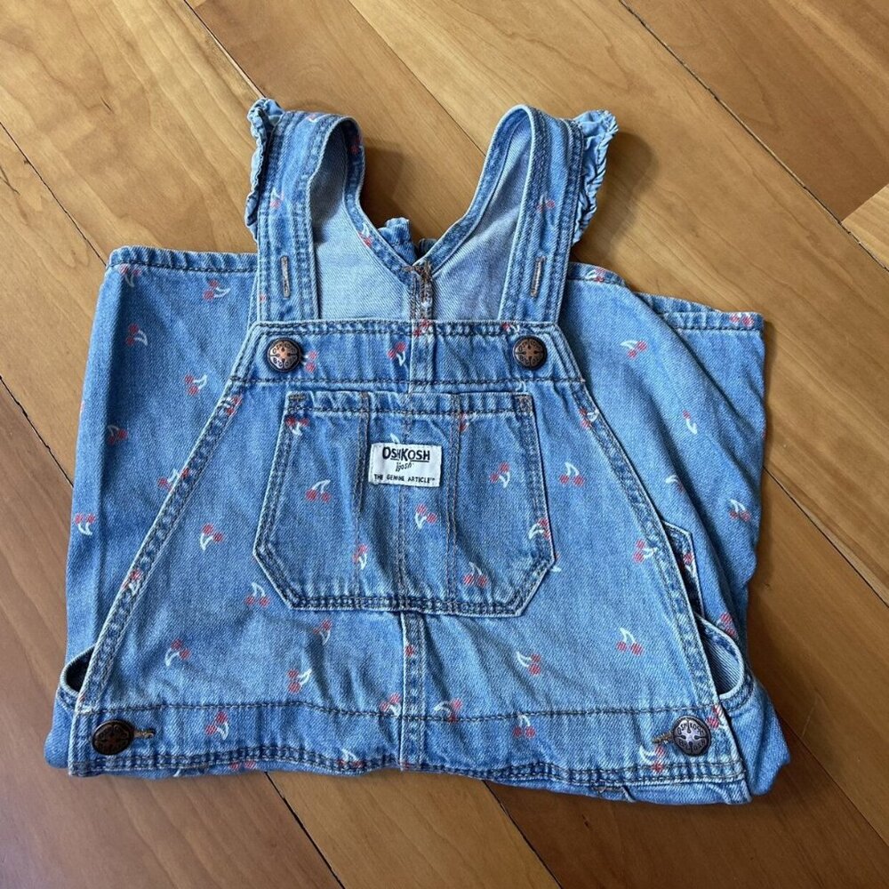 OshKosh Bgosh Girls Cherry Print Denim Shortalls Overalls